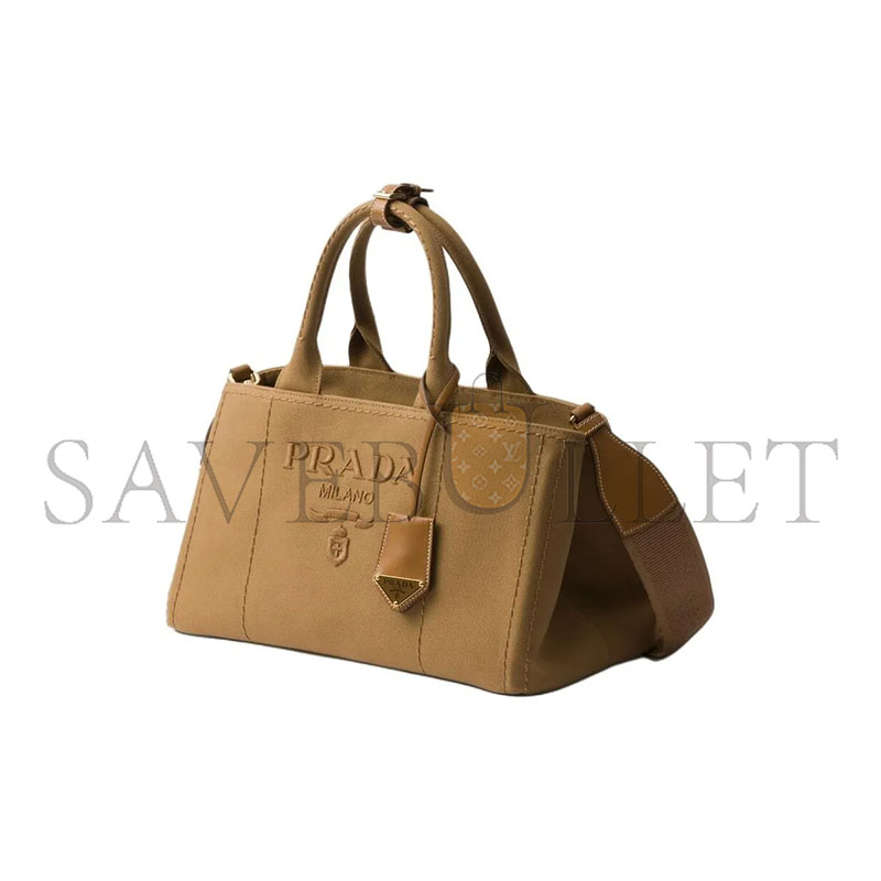 PRADA JARDINIÈRE LARGE LINEN BLEND HANDBAG 1BG554 01 (33*20*18cm)